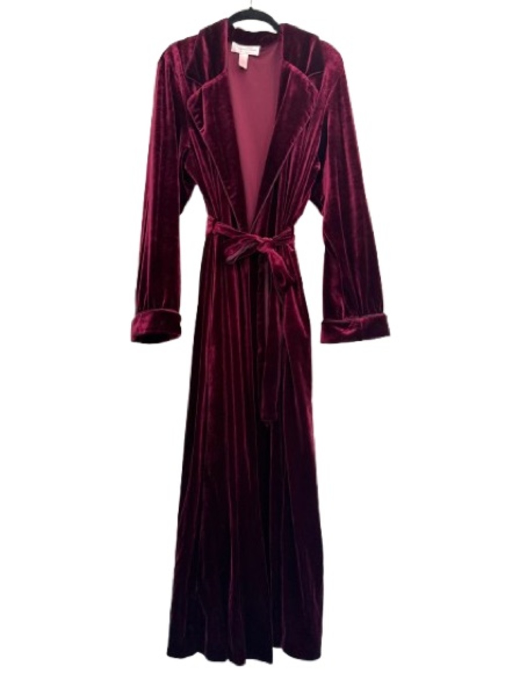 Oscar De La Renta Pink Label Burgundy Velvet Robe Belted Whimsygoth Loungewear